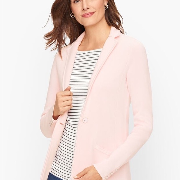Talbots Jackets & Blazers - NWOT Talbots Pink Notched Collar Sweater Blazer Size Large